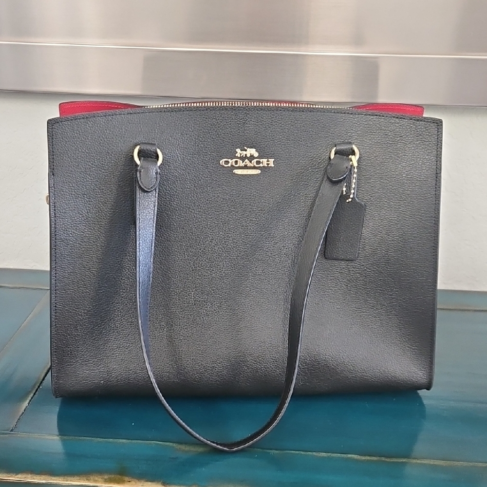 Coach Tatum Black and Red Tote Bag